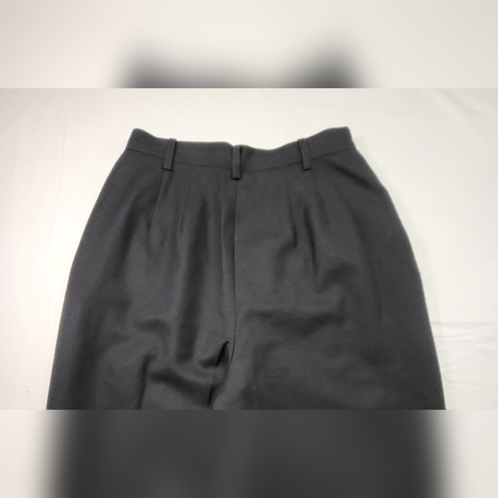 Vintage CASUAL CORNER Pleated Straight Leg Lined Black Wool Slacks - Size 8 - Picture 3 of 5